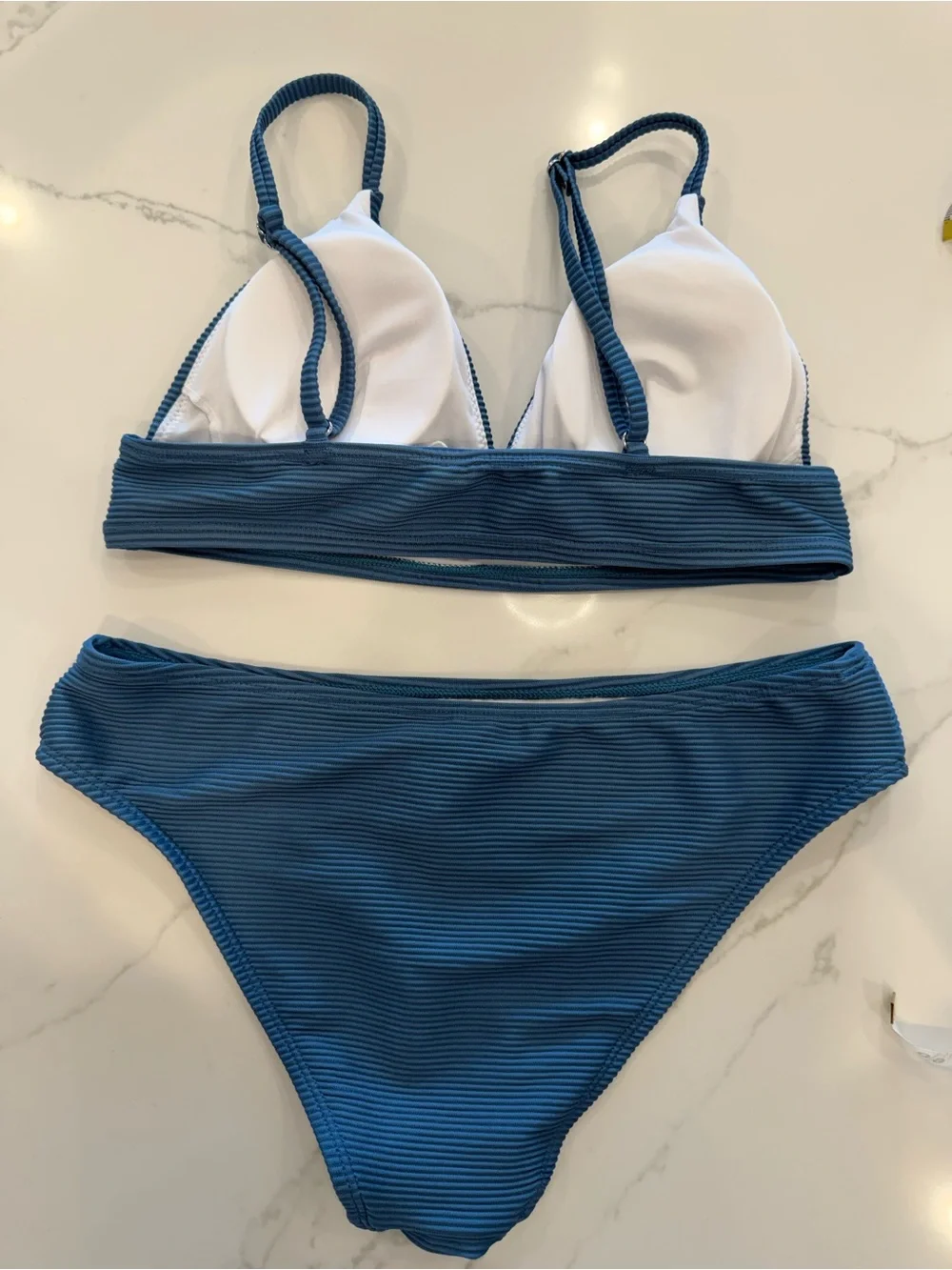 Cupshe Teal Ribbed Triangle Bikini Set